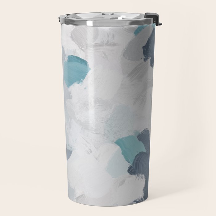 Clouds Before Space - Navy Indigo Turquoise Blue White Gray Mint Abstract Air Painting Art Travel Mug Gallery Image 2
