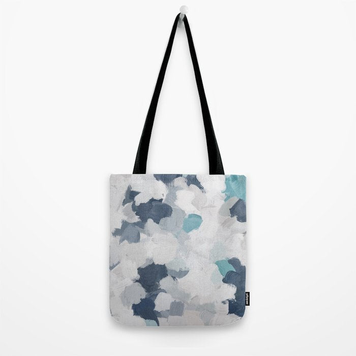 Clouds Before Space - Navy Indigo Turquoise Blue White Gray Mint Abstract Air Painting Art Tote Bag Gallery Image 2