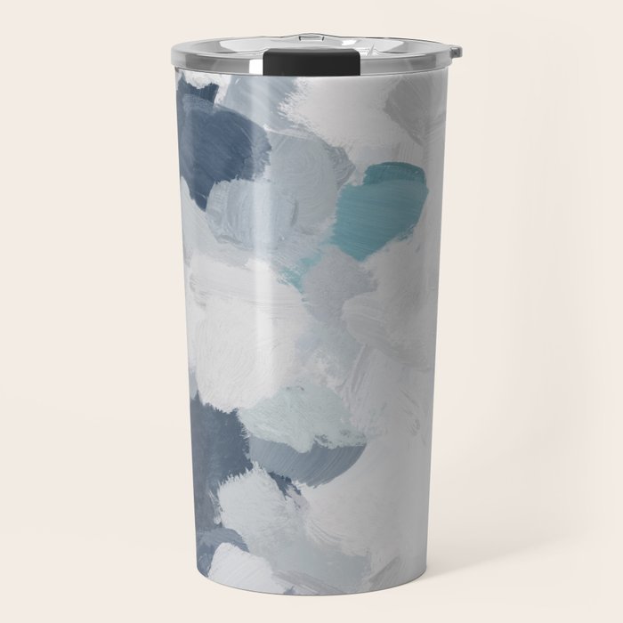 Clouds Before Space - Navy Indigo Turquoise Blue White Gray Mint Abstract Air Painting Art Travel Mug Gallery Image 1