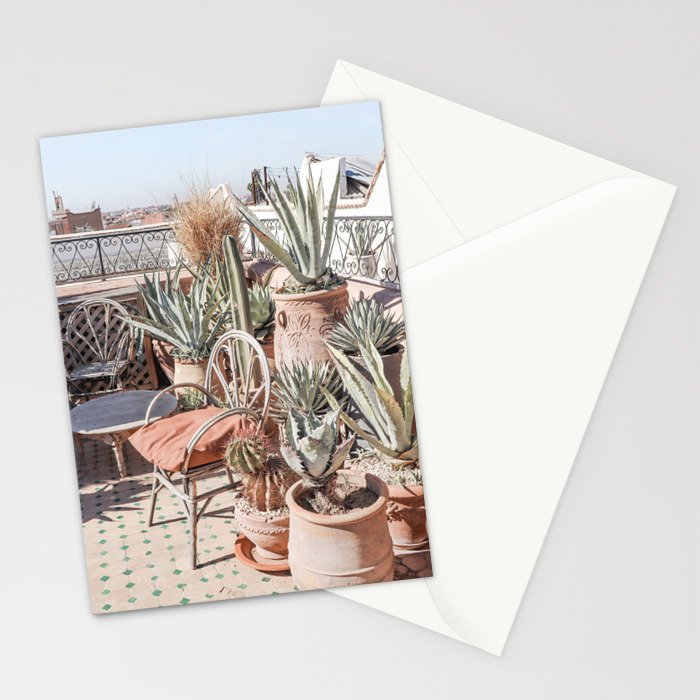 Tropical Rooftop In Marrakech Photo | Cactus Plants Boho Art Print | Morocco Travel Photography Stationery Card Gallery Image 2
