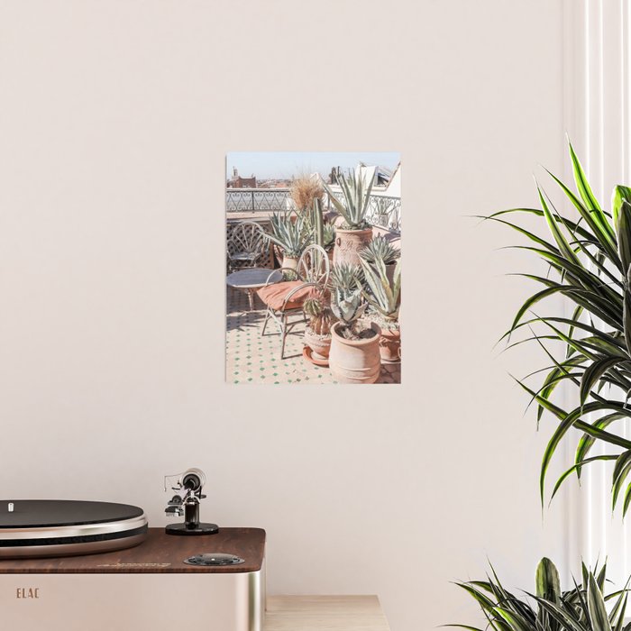 Tropical Rooftop In Marrakech Photo | Cactus Plants Boho Art Print | Morocco Travel Photography Poster Gallery Image 2