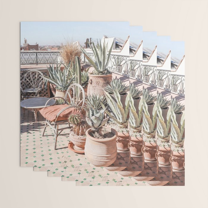 Tropical Rooftop In Marrakech Photo | Cactus Plants Boho Art Print | Morocco Travel Photography Wrapping Paper Gallery Image 3