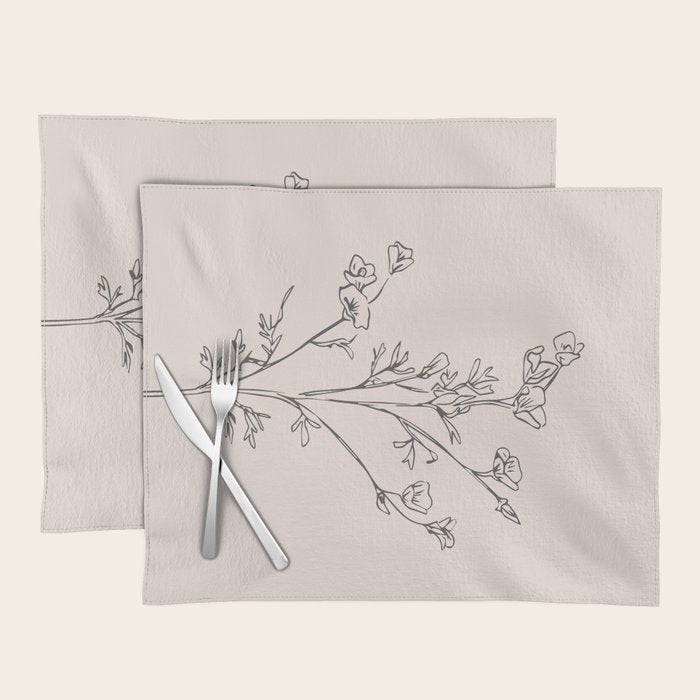 Minimal Line Art Flowers 5 Placemat Gallery Image 1