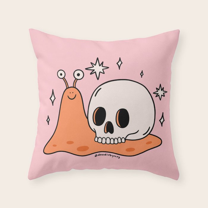 Skull Snail Throw Pillow Gallery Image 1