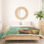 Boats in Harbor Impressionist Landscape Painting Duvet Cover Gallery Image 3