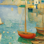 Boats in Harbor Impressionist Landscape Painting Coffee Mug Gallery Image 2