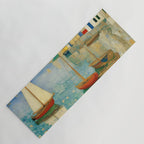 Boats in Harbor Impressionist Landscape Painting Yoga Mat Gallery Image 1