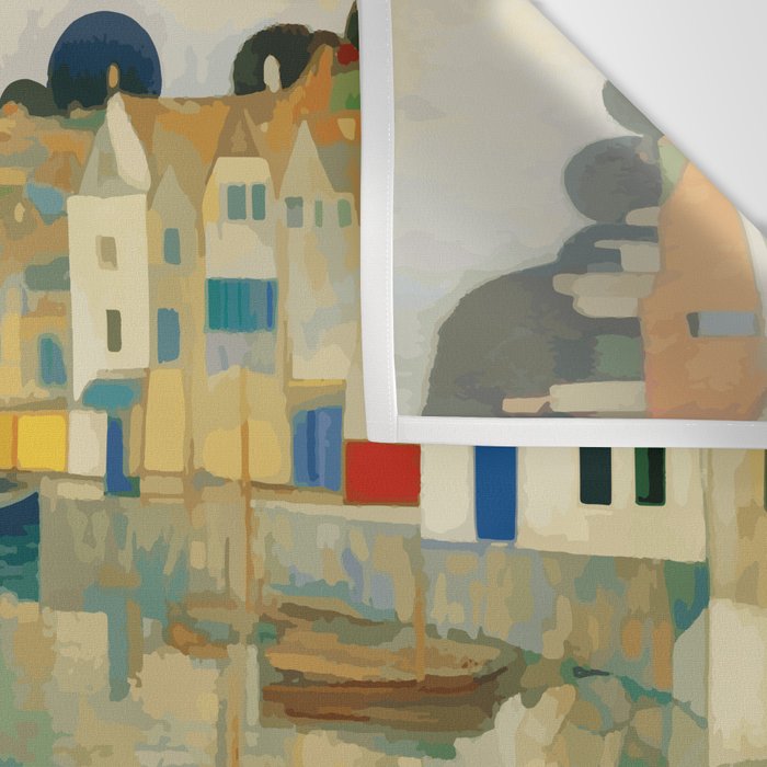Boats in Harbor Impressionist Landscape Painting Wall Tapestry Gallery Image 3