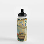 Boats in Harbor Impressionist Landscape Painting Water Bottle Gallery Image 2