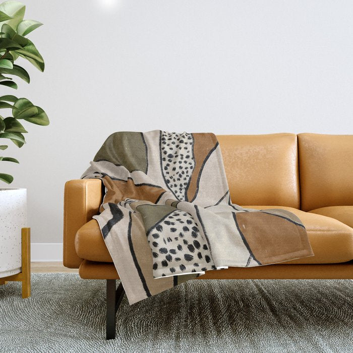 Patterned Tropical Leaves #1 Throw Blanket Gallery Image 1
