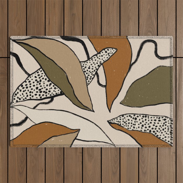 Patterned Tropical Leaves #1 Outdoor Rug Gallery Image 1