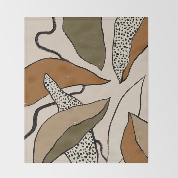 Patterned Tropical Leaves #1 Throw Blanket Gallery Image 2