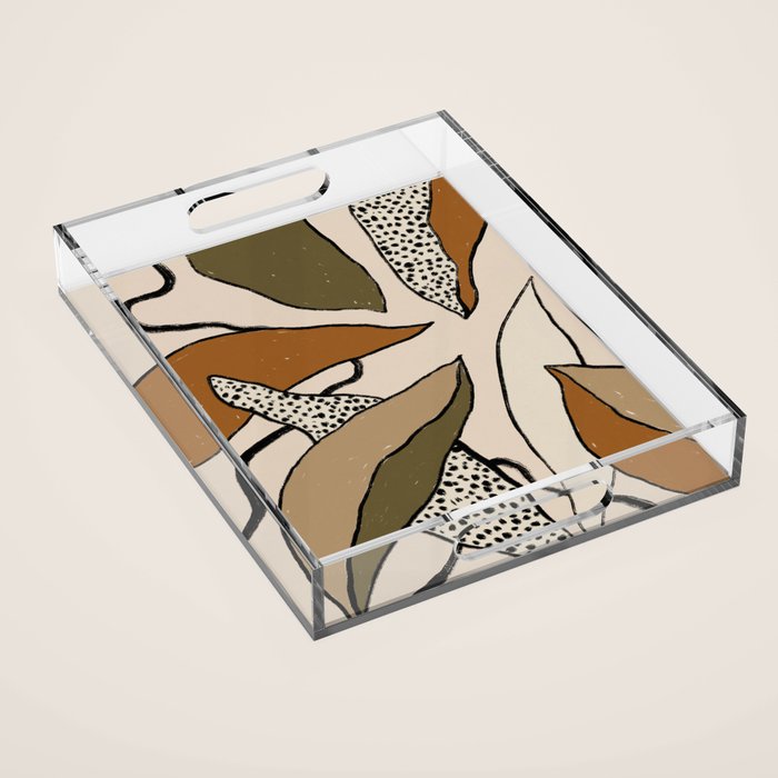 Patterned Tropical Leaves #1 Acrylic Tray Gallery Image 1