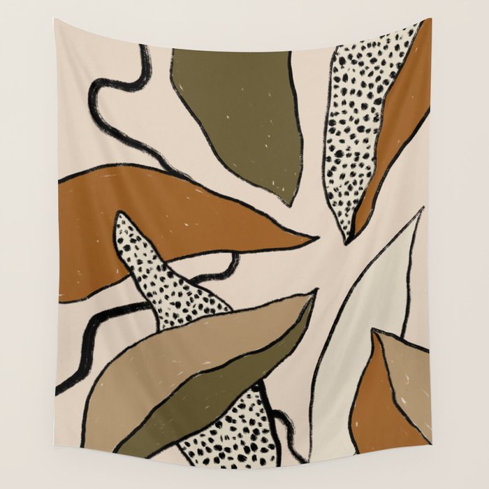 Patterned Tropical Leaves #1 Wall Tapestry Gallery Image 1