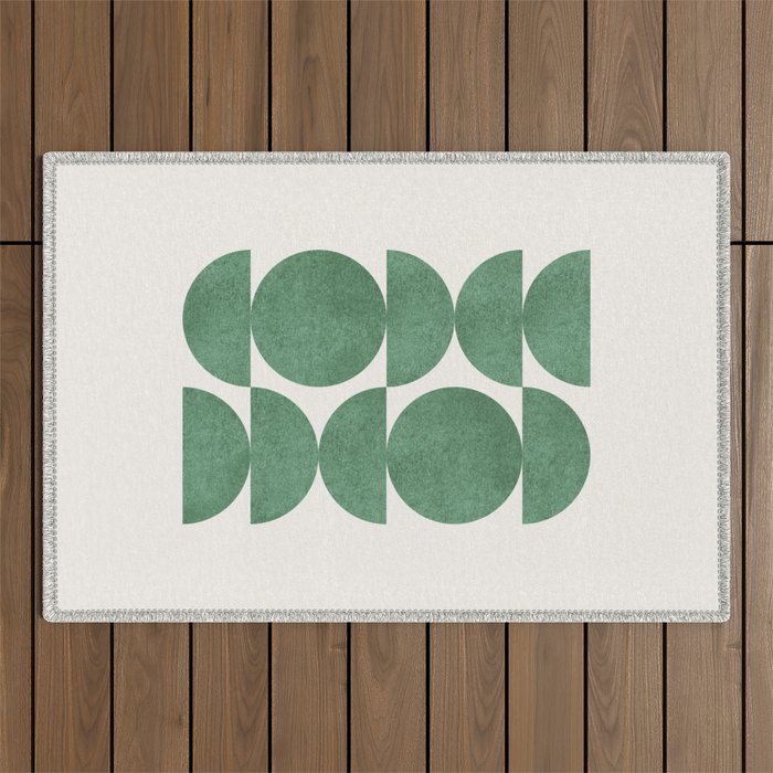 Green Retro Scandinavian - Mid Century Modern Outdoor Rug Gallery Image 1