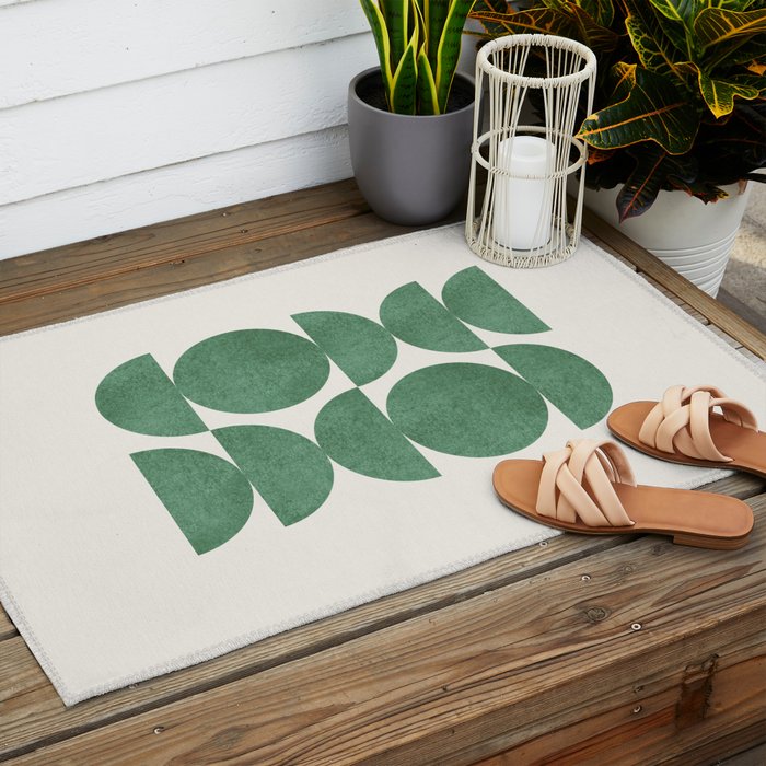 Green Retro Scandinavian - Mid Century Modern Outdoor Rug Gallery Image 2