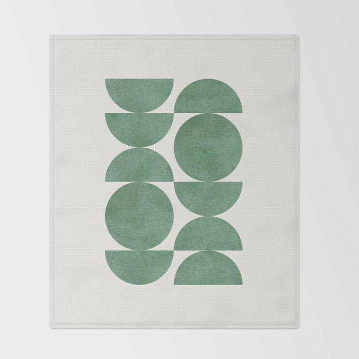 Green Retro Scandinavian - Mid Century Modern Throw Blanket Gallery Image 2