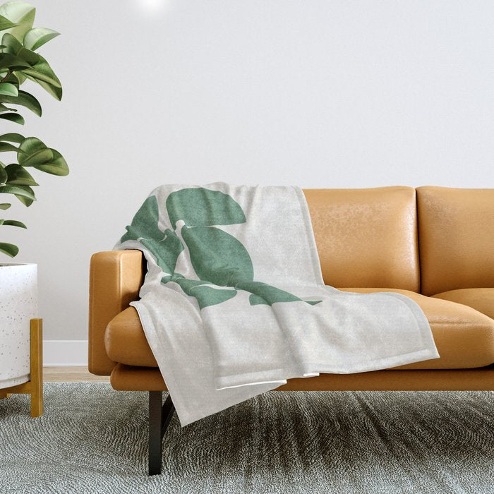 Green Retro Scandinavian - Mid Century Modern Throw Blanket Gallery Image 1