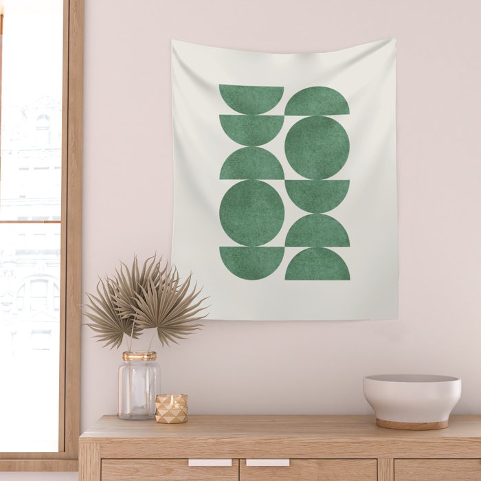 Green Retro Scandinavian - Mid Century Modern Wall Tapestry Gallery Image 2