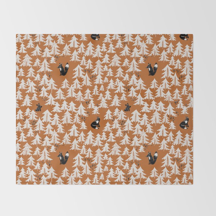 Black Forest fox terracotta Throw Blanket Gallery Image 2