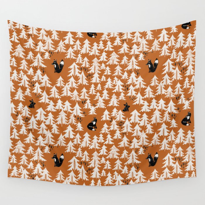Black Forest fox terracotta Wall Tapestry Gallery Image 1
