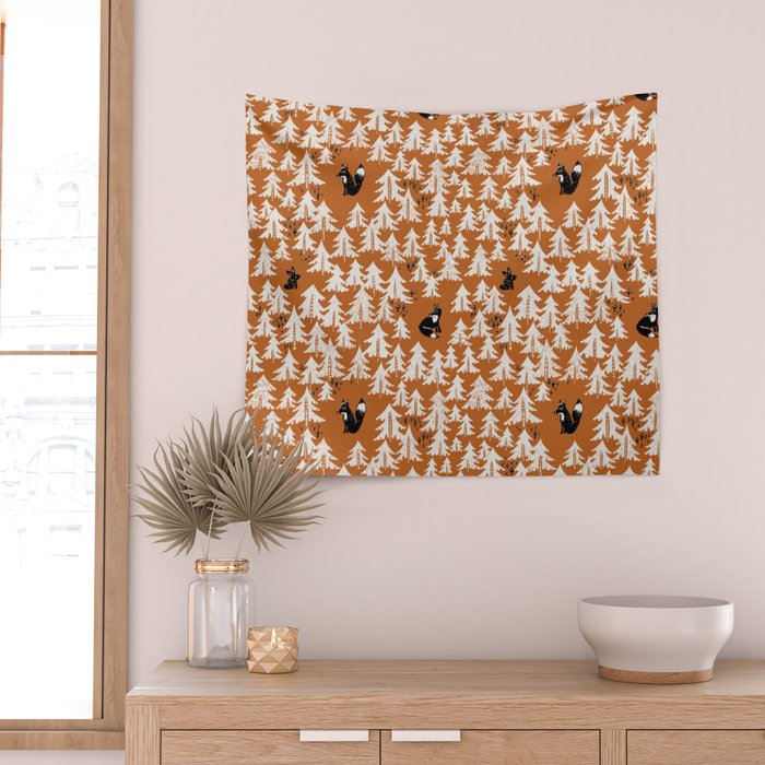 Black Forest fox terracotta Wall Tapestry Gallery Image 2