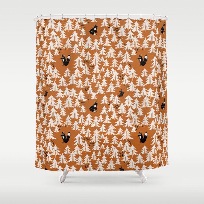 Black Forest fox terracotta Shower Curtain Gallery Image 1