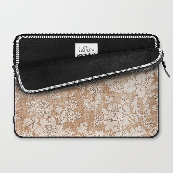 Vintage white brown grunge shabby floral Laptop Sleeve Gallery Image 2