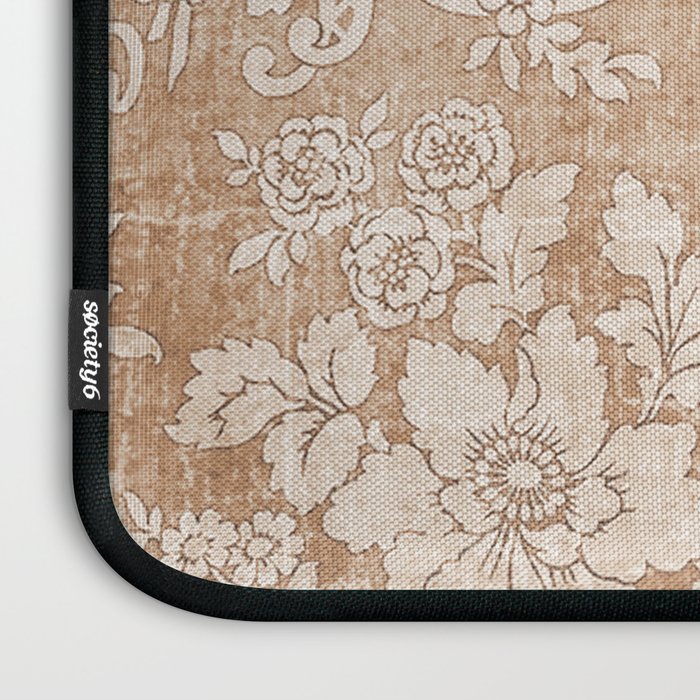Vintage white brown grunge shabby floral Laptop Sleeve Gallery Image 3