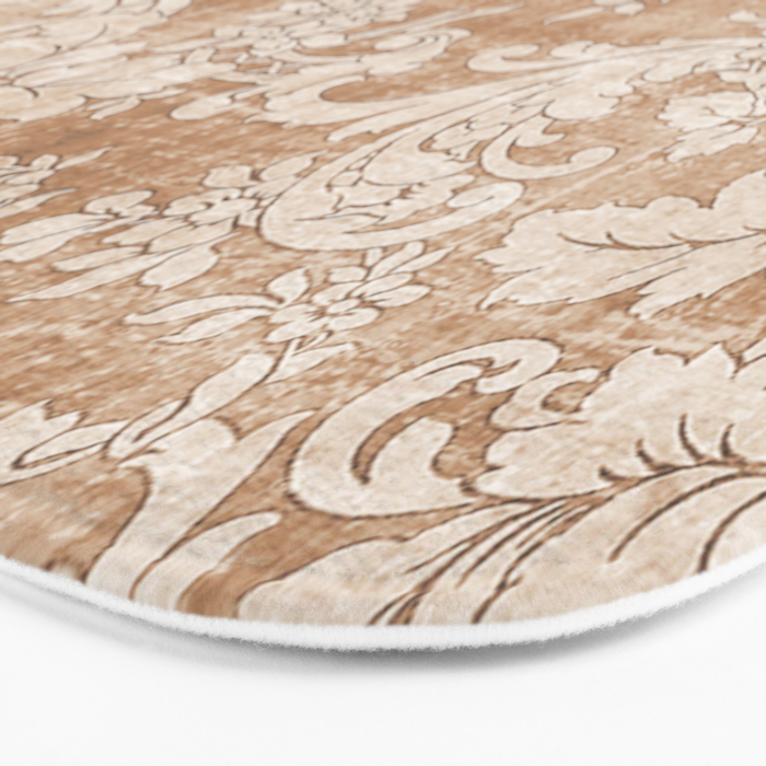 Vintage white brown grunge shabby floral Bath Mat Gallery Image 3