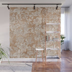 Vintage white brown grunge shabby floral Wall Mural Gallery Image 1