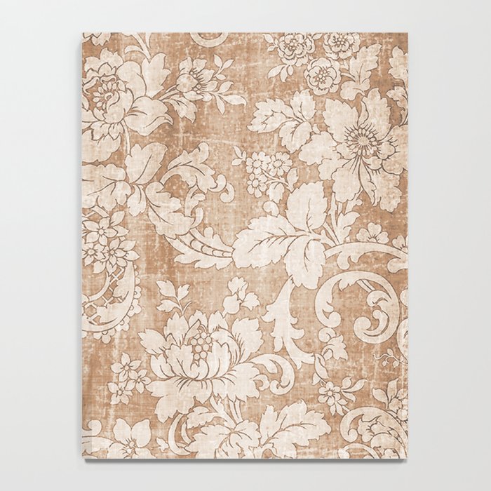 Vintage white brown grunge shabby floral Notebook Gallery Image 4