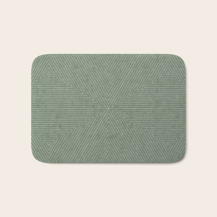 boho triangle stripes - sage Bath Mat Gallery Image 1