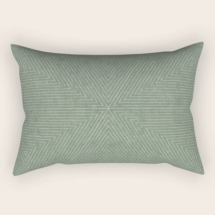 boho triangle stripes - sage Rectangular Pillow Gallery Image 1
