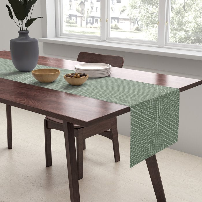 boho triangle stripes - sage Table Runner Gallery Image 2