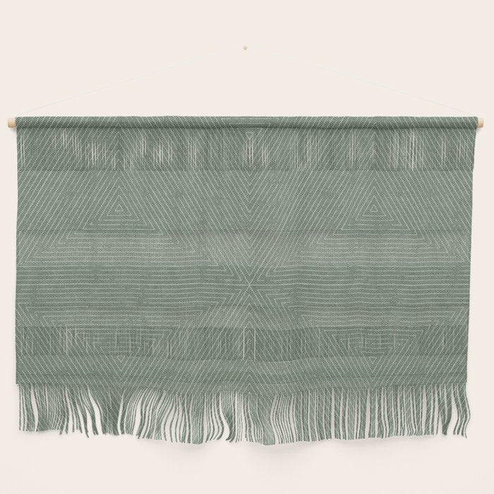 boho triangle stripes - sage Wall Hanging Gallery Image 1