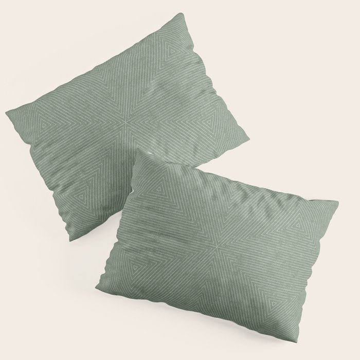 boho triangle stripes - sage Pillow Sham Gallery Image 3
