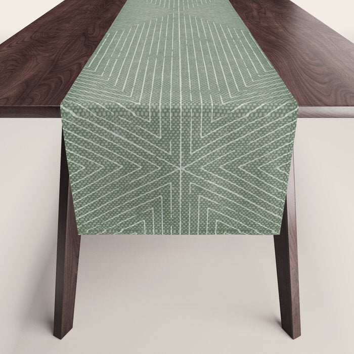 boho triangle stripes - sage Table Runner Gallery Image 1