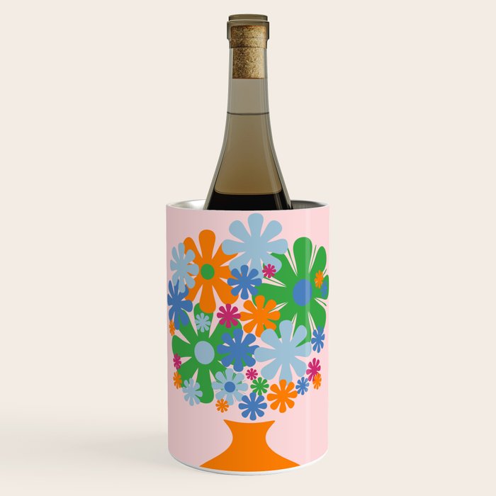 Bloom Retro Flowers in Vase Wine Chiller Gallery Image 1