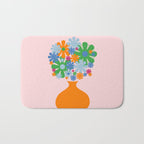 Bloom Retro Flowers in Vase Bath Mat Gallery Image 1