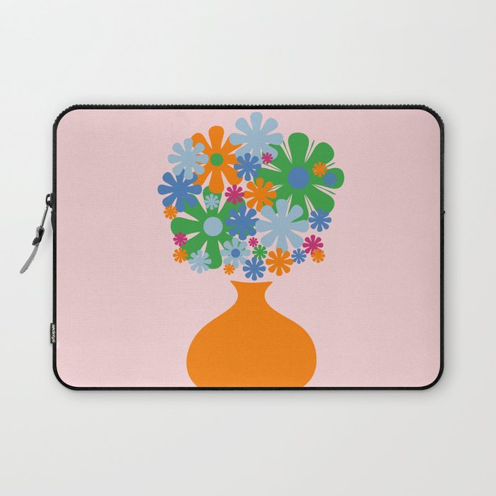 Bloom Retro Flowers in Vase Laptop Sleeve Gallery Image 1