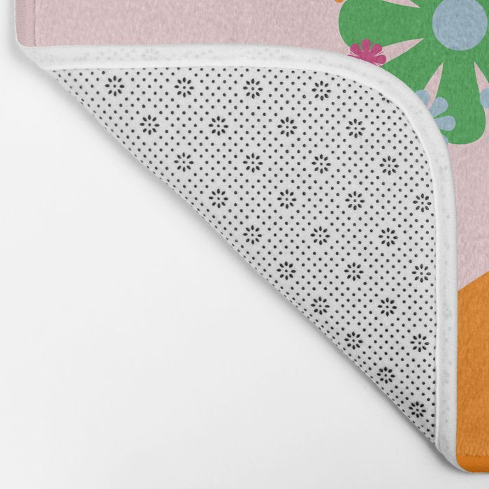Bloom Retro Flowers in Vase Bath Mat Gallery Image 2