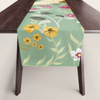 Chinoiserie Cranes on green birds vintage Table Runner Gallery Image 1