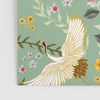 Chinoiserie Cranes on green birds vintage Poster Gallery Image 3