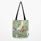 Chinoiserie Cranes on green birds vintage Tote Bag Gallery Image 2
