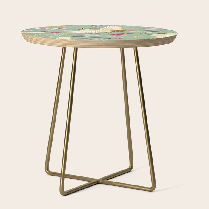 Chinoiserie Cranes on green birds vintage Side Table Gallery Image 1