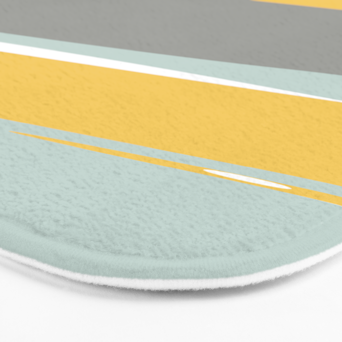 Stripe Abstract, Sun and Beach, Yellow, Pale, Aqua Blue and Gray Bath Mat Gallery Image 3