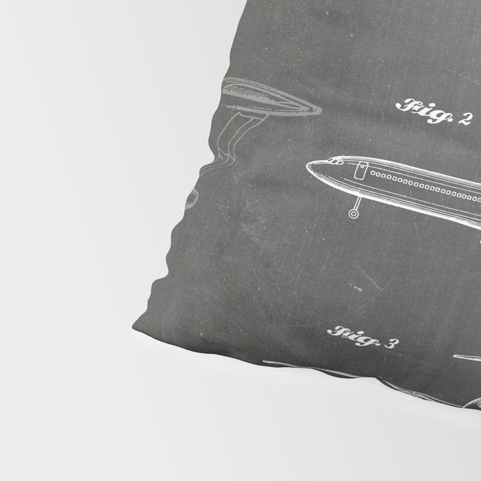 Boeing 777 Airliner Patent - 777 Airplane Art - Black Chalkboard Pillow Sham Gallery Image 4