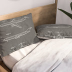 Boeing 777 Airliner Patent - 777 Airplane Art - Black Chalkboard Pillow Sham Gallery Image 2