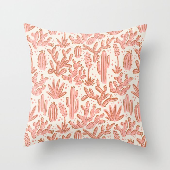Cactus Desert - pink and copper Throw Pillow Gallery Image 6